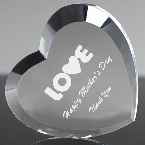 Beveled Heart Shape Crystal Paperweight Customizing