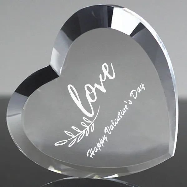 Beveled Heart Shape Crystal Paperweight Customizing