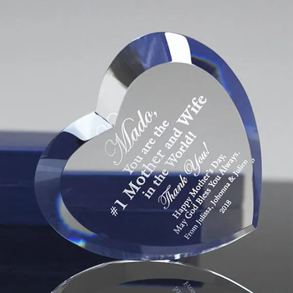 Beveled Heart Shape Crystal Paperweight Customizing
