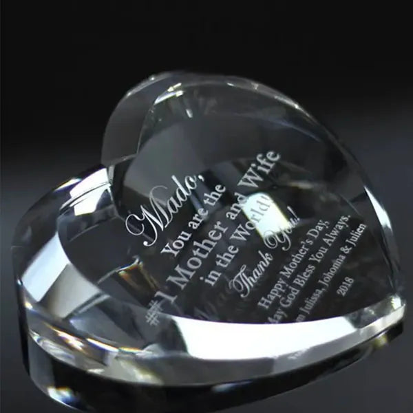 Beveled Heart Shape Crystal Paperweight Customizing