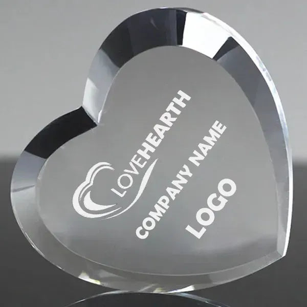 Beveled Heart Shape Crystal Paperweight Customizing