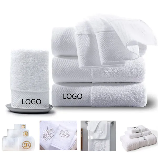 Luxury White Bath Towel Set of 3 Pieces Customizing