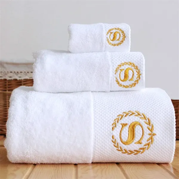 Luxury White Bath Towel Set of 3 Pieces Customizing