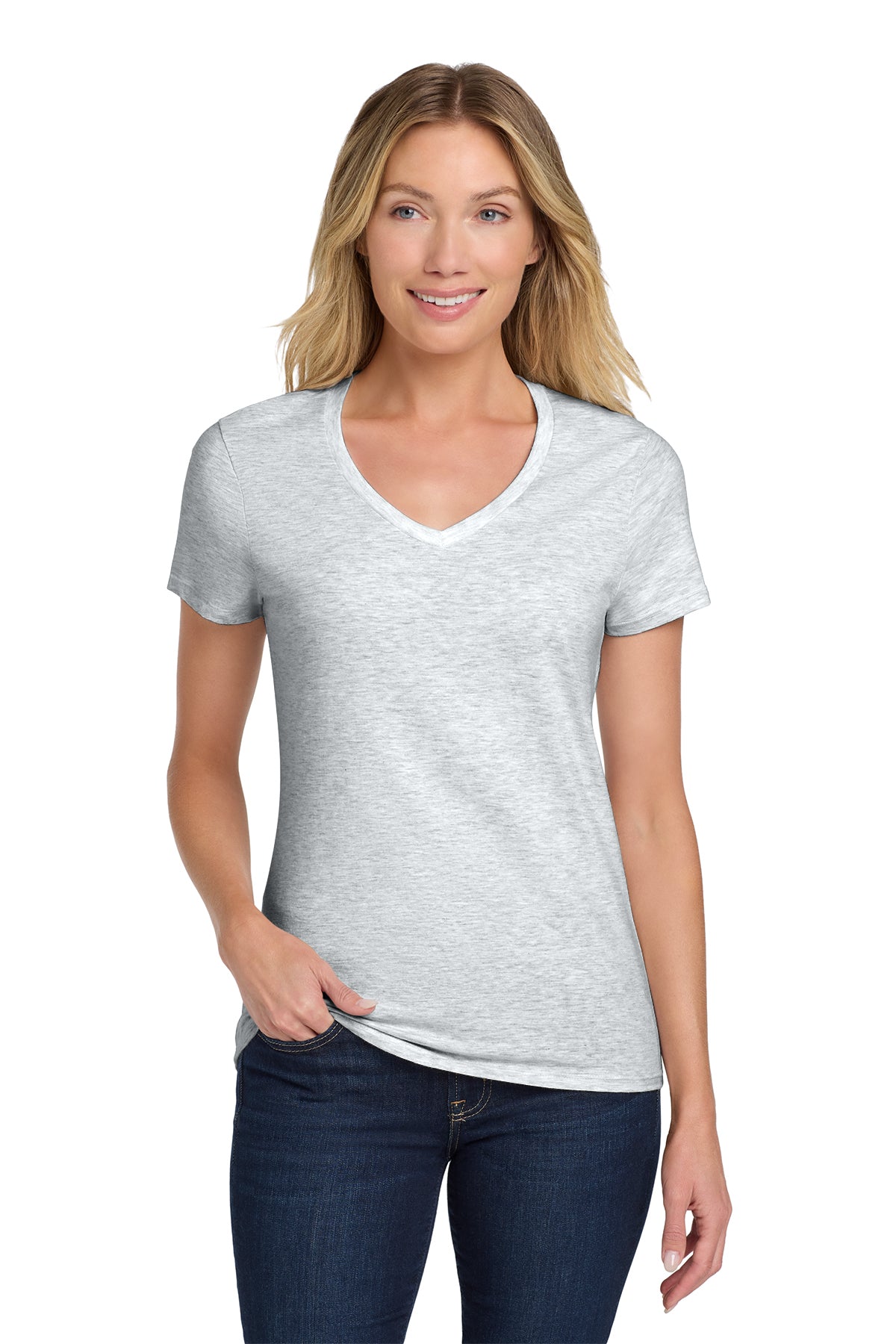 Hanes® Women's Perfect-T Cotton V-Neck T-Shirt Customizing