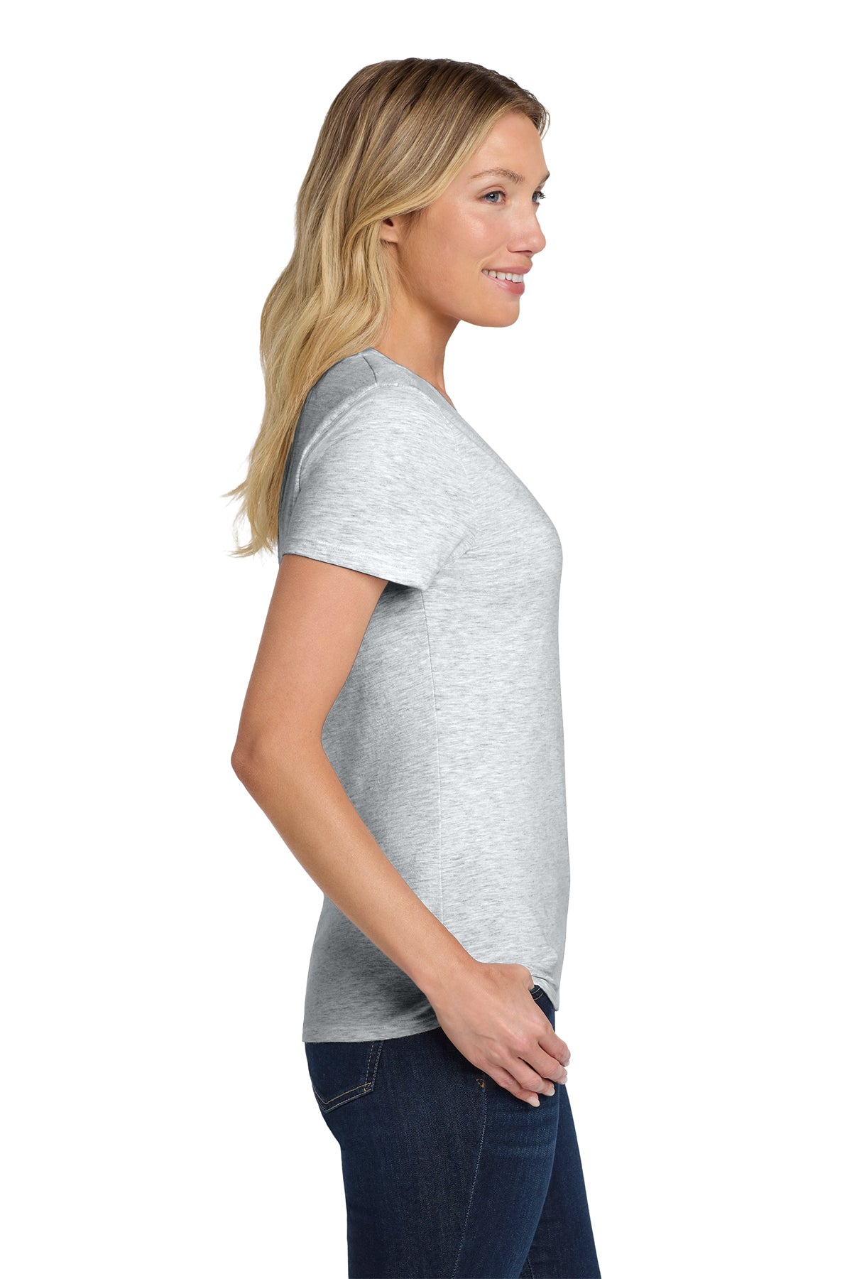 Hanes® Women's Perfect-T Cotton V-Neck T-Shirt Customizing