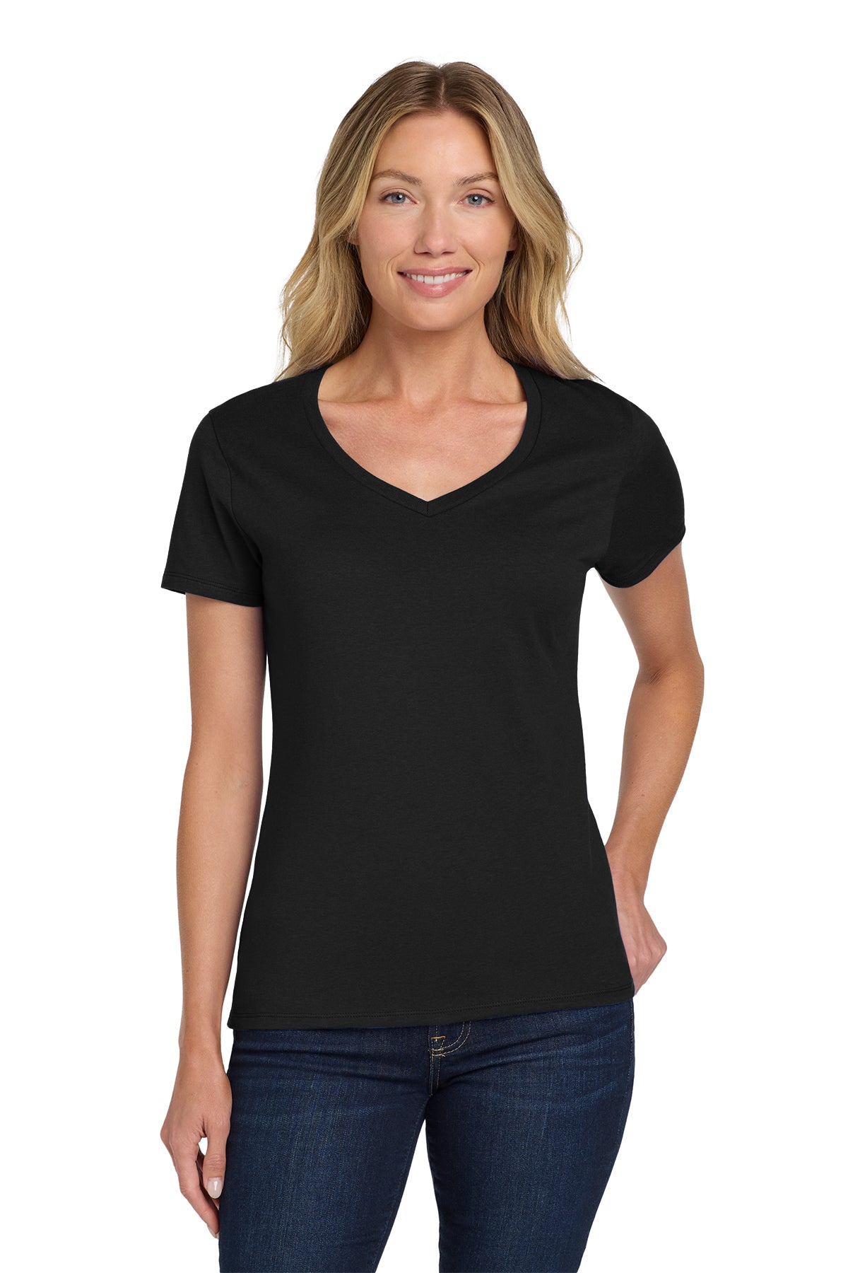 Hanes® Women's Perfect-T Cotton V-Neck T-Shirt Customizing