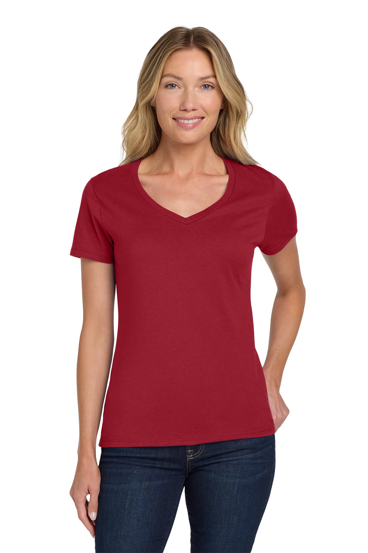 Hanes® Women's Perfect-T Cotton V-Neck T-Shirt Customizing