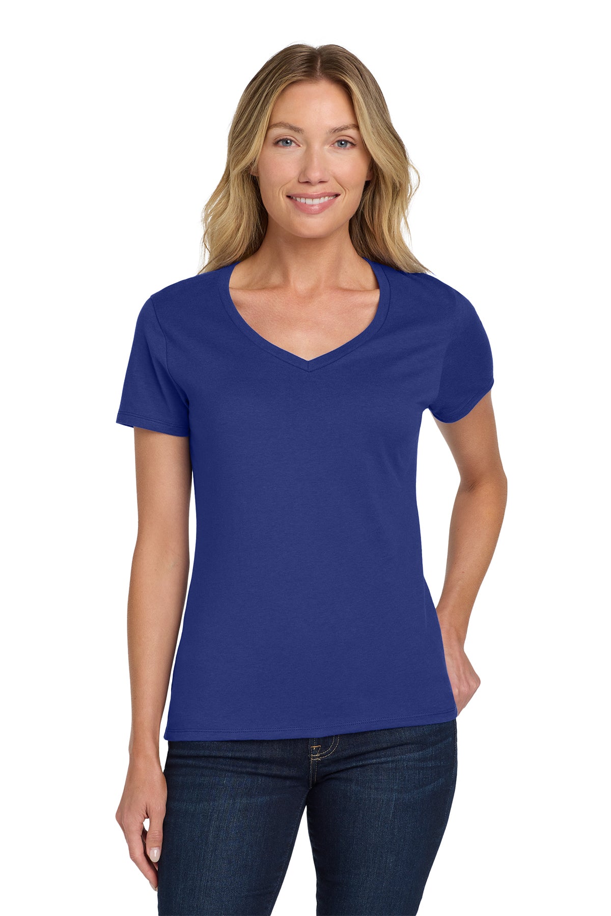 Hanes® Women's Perfect-T Cotton V-Neck T-Shirt Customizing