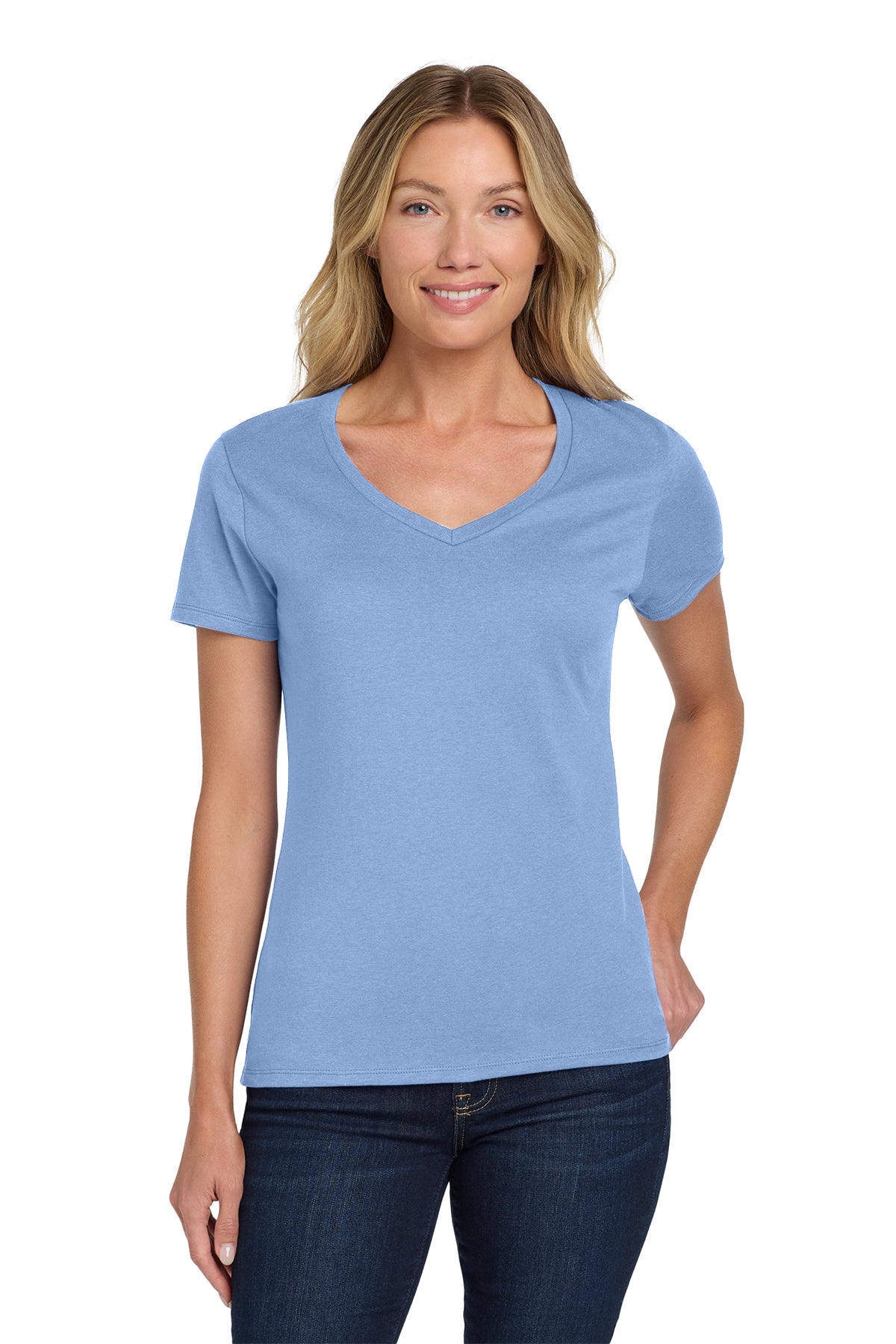 Hanes® Women's Perfect-T Cotton V-Neck T-Shirt Customizing