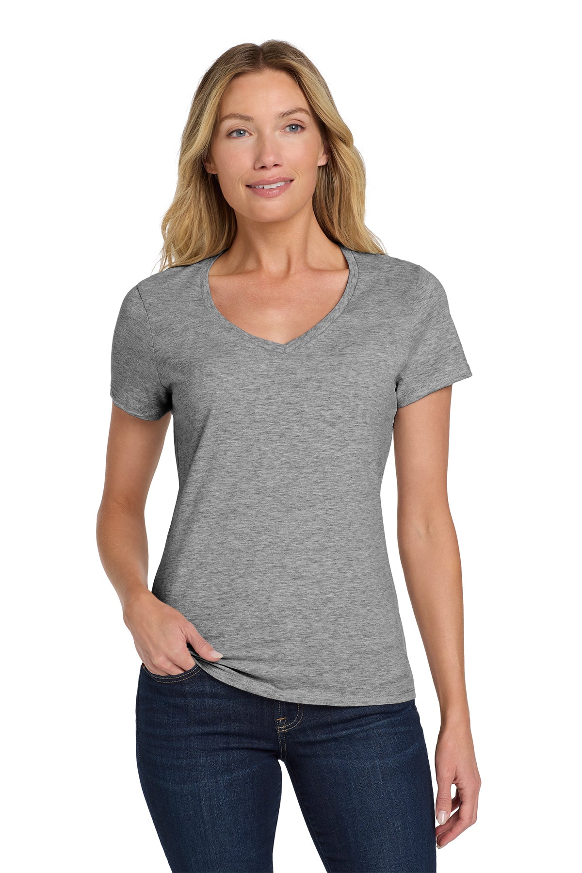 Hanes® Women's Perfect-T Cotton V-Neck T-Shirt Customizing