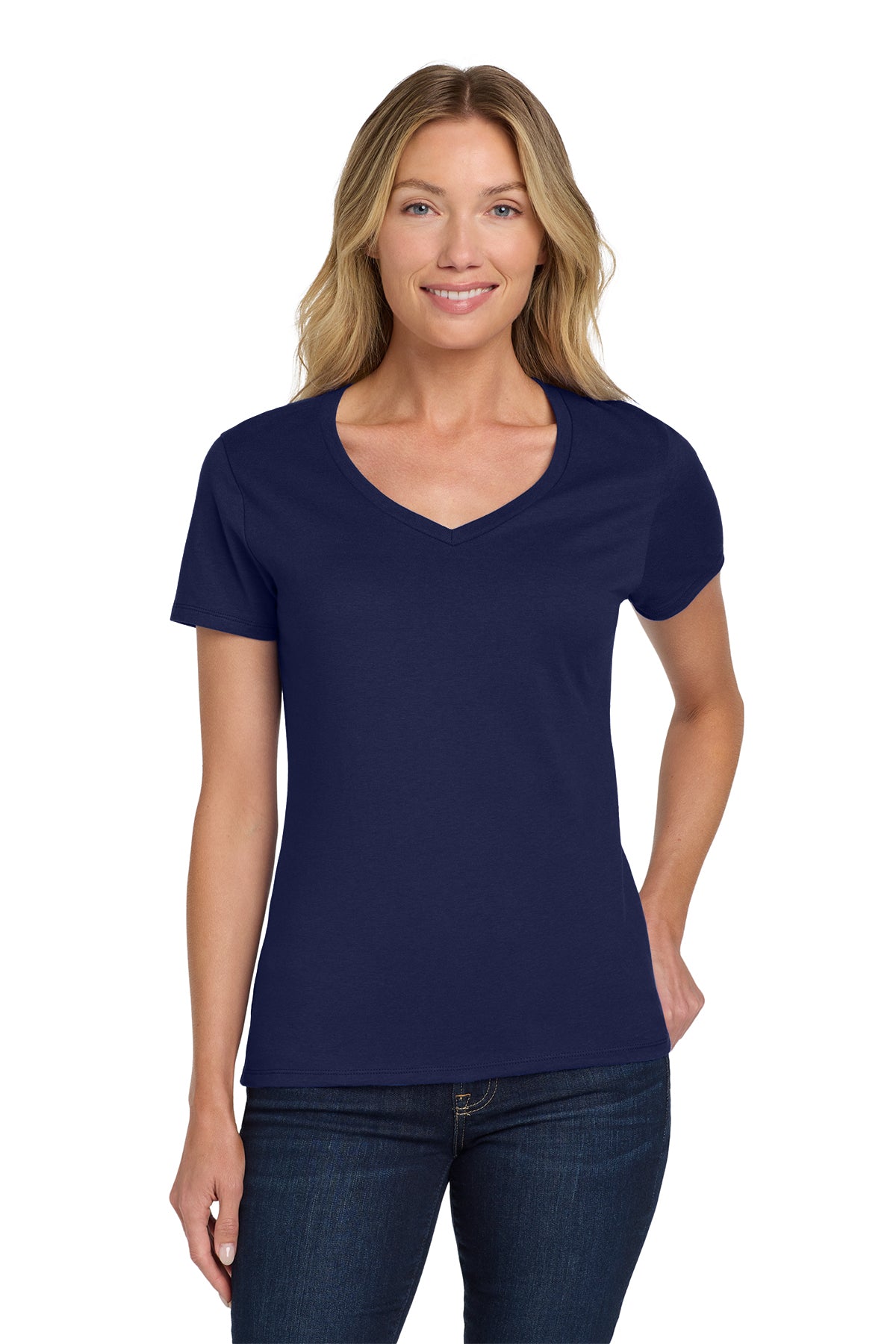 Hanes® Women's Perfect-T Cotton V-Neck T-Shirt Customizing