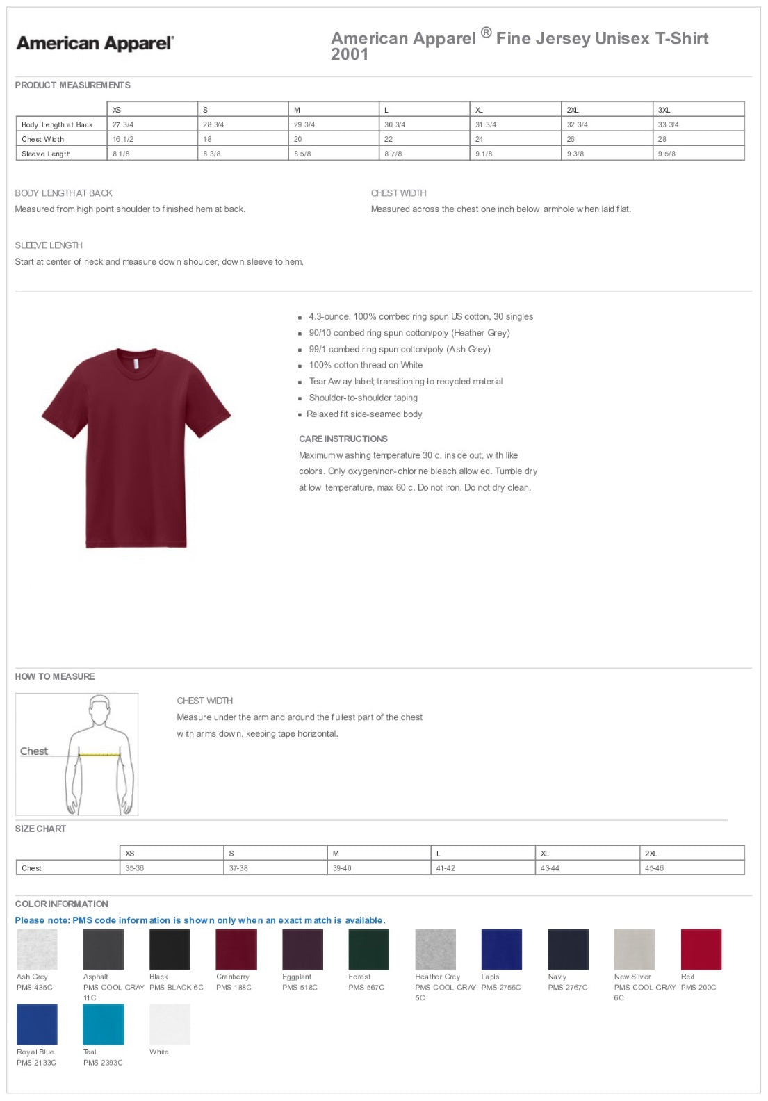 American Apparel ® Fine Jersey Unisex T-Shirt Customizing