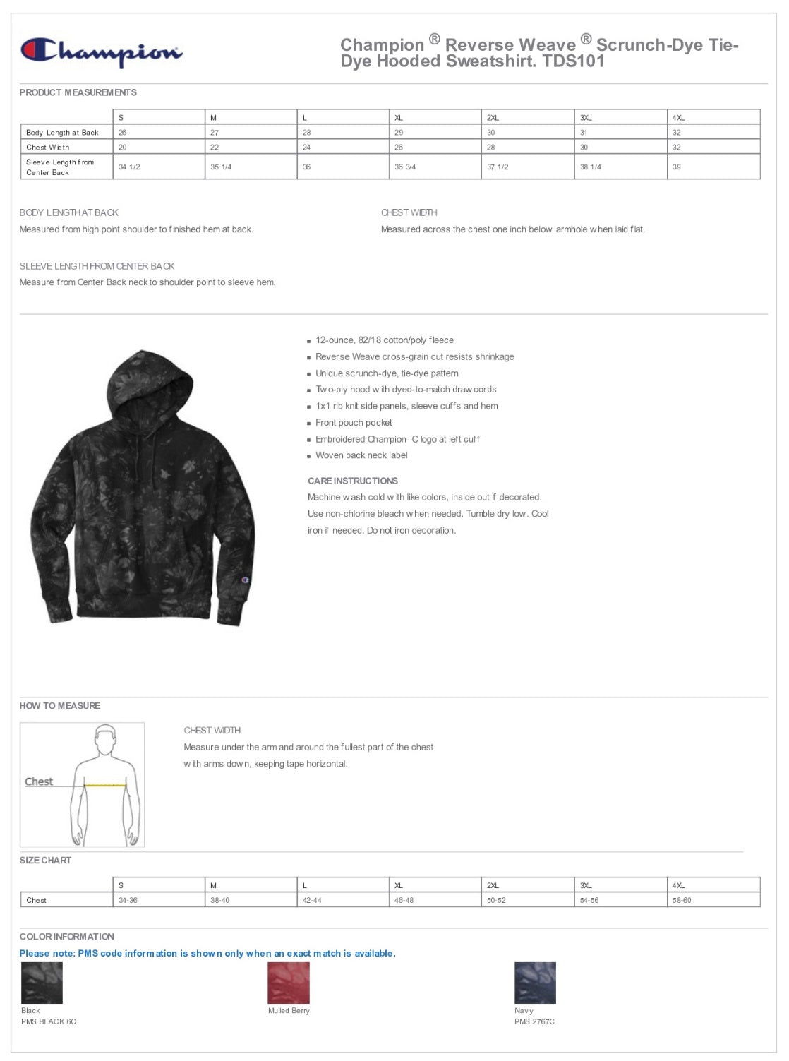 Champion ® Reverse Weave ® Scrunch-Dye Tie-Dye Hooded Sweatshirt Customizing