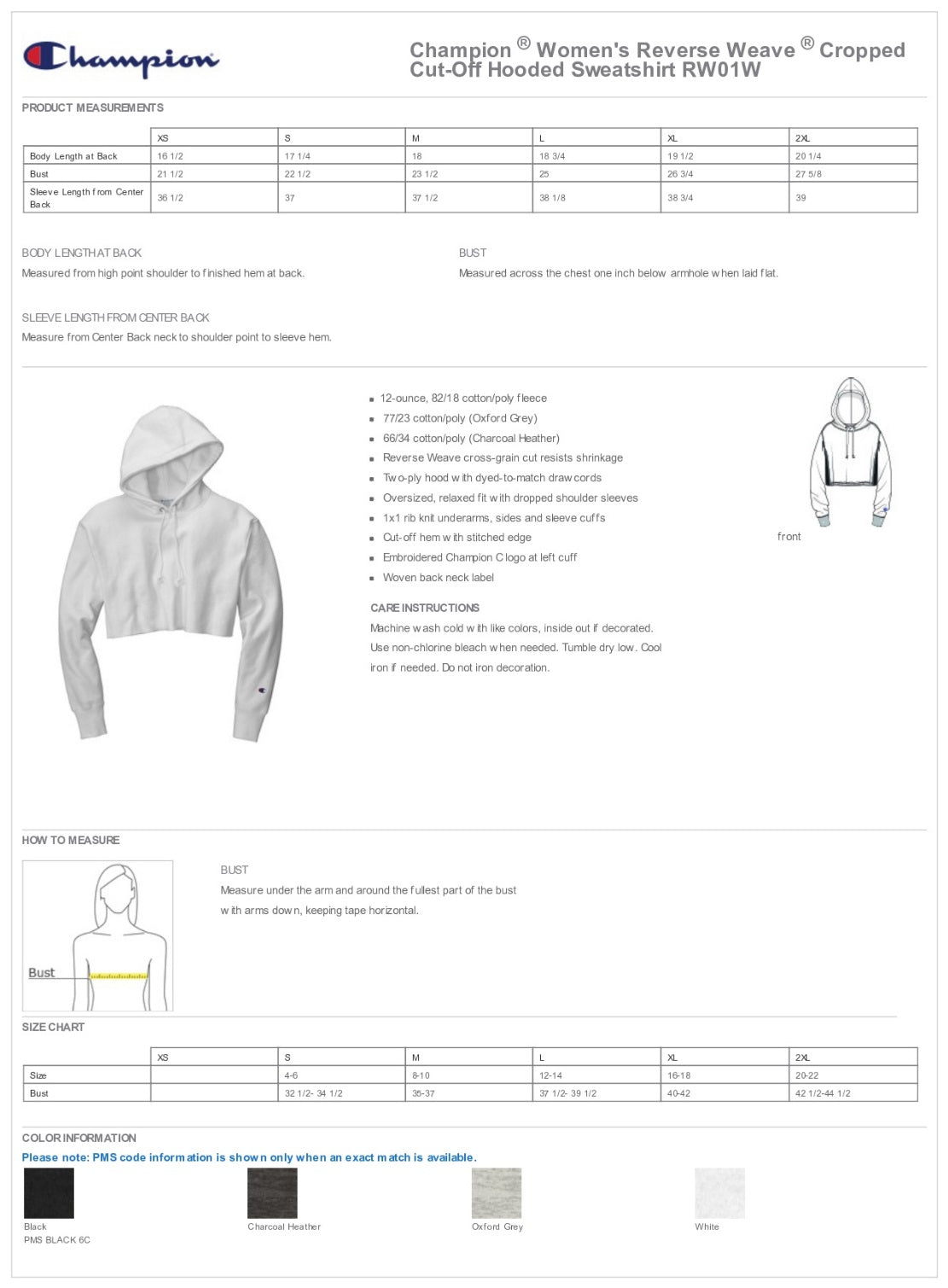 Champion ® Women’s Reverse Weave ® Cropped Cut-Off Hooded Sweatshirt Customizing