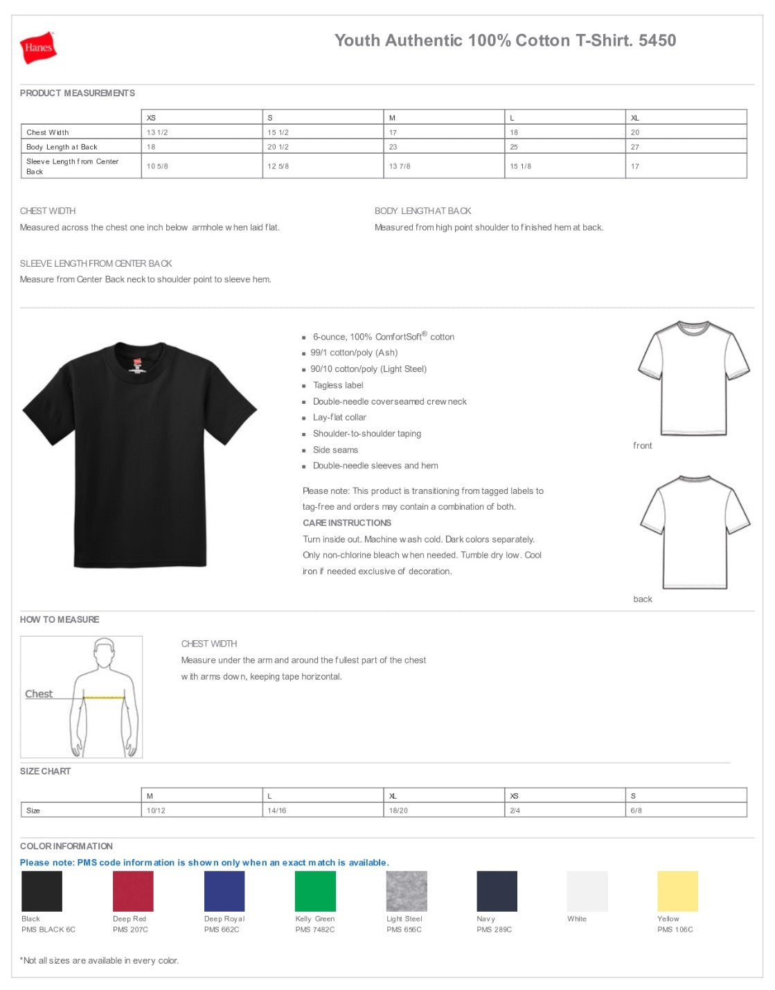 Hanes® - Youth Authentic 100% Cotton T-Shirt Customizing
