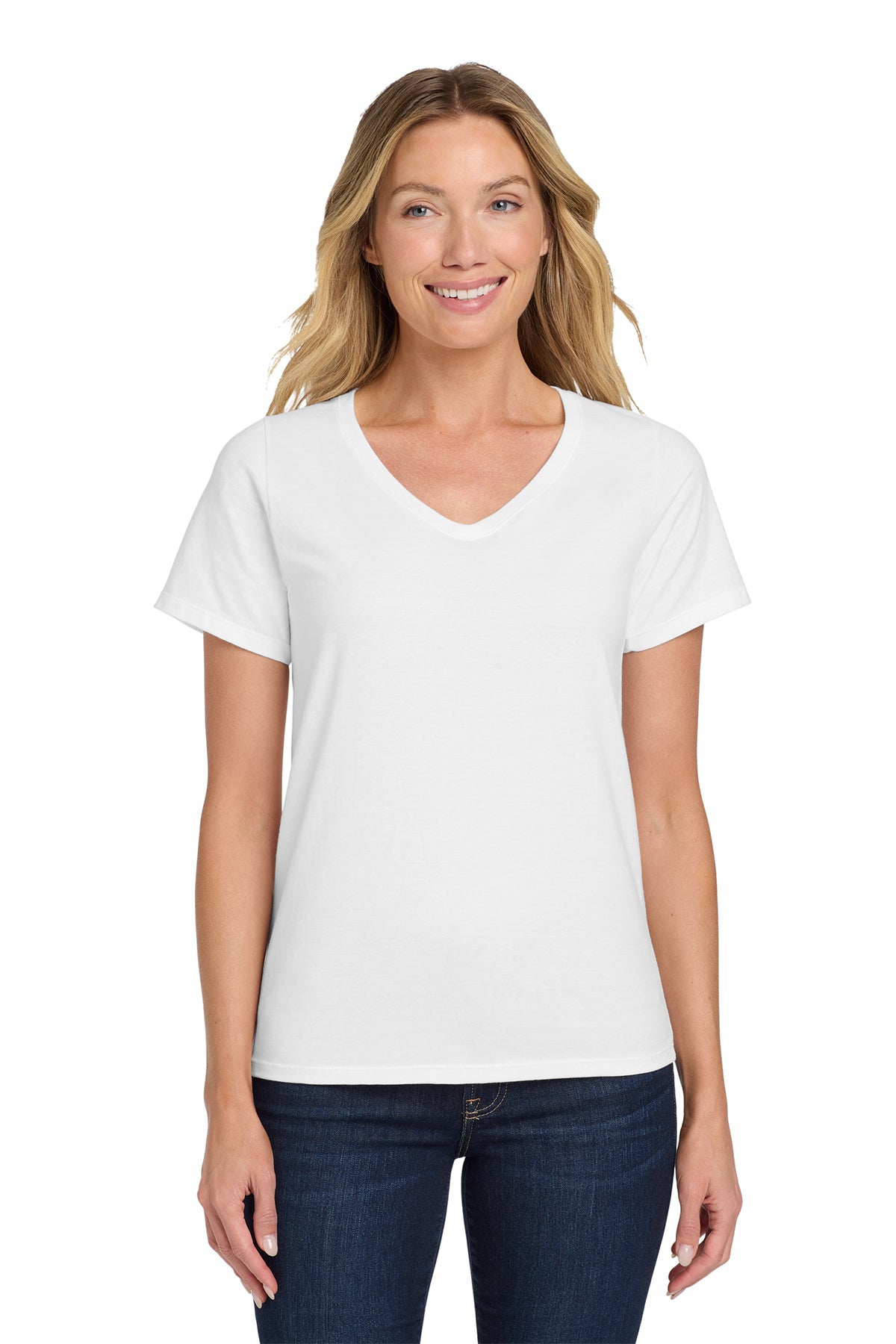 Hanes® Women's Perfect-T Cotton V-Neck T-Shirt Customizing