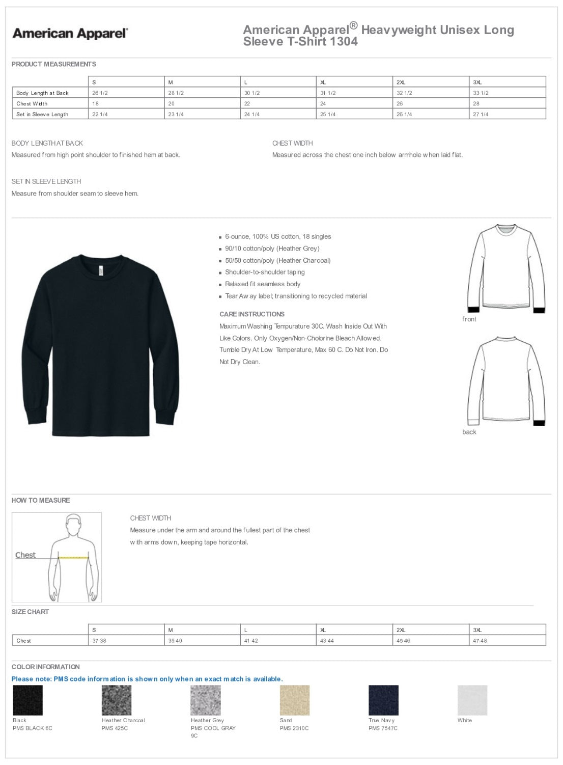 American Apparel® Heavyweight Unisex Long Sleeve T-Shirt Customizing